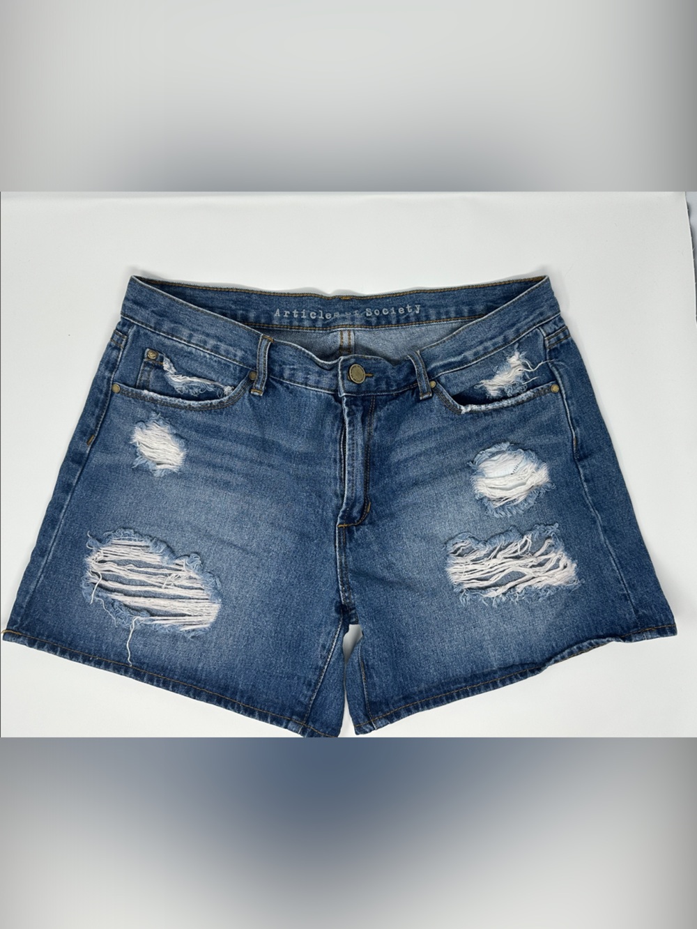 Articles Of Society Distressed Denim Shorts - Blue